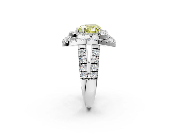 Platinum Heart-Shaped Halo Engagement Ring Setting for Fancy Yellow Center - Design RJ-762