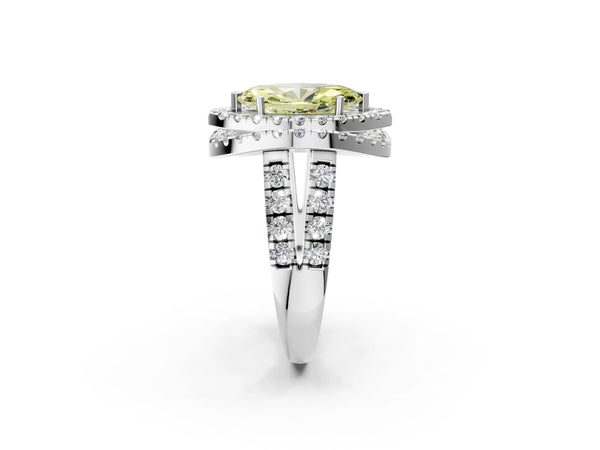 Platinum Marquise Halo Engagement Ring Setting for Fancy Yellow Center - Design RJ-762