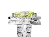 Platinum Double Halo Fancy Yellow Marquise Cut Diamond Split Shank Prong Setting Ring_17