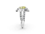 Platinum Double Halo Fancy Yellow Oval Cut Diamond Split Shank Prong Setting Ring_14