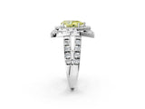Platinum Double Halo Fancy Yellow Pear Cut Diamond Split Shank Prong Setting Ring_14