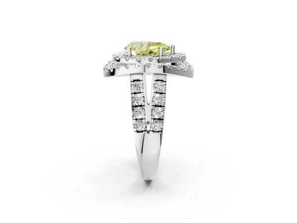 Platinum Pear-Shaped Halo Engagement Ring Setting for Fancy Yellow Center - Design RJ-762