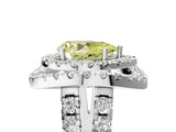 Platinum Double Halo Fancy Yellow Pear Cut Diamond Split Shank Prong Setting Ring_17
