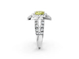 Platinum Double Halo Fancy Yellow Princess Cut Diamond Split Shank Prong Setting Ring_14