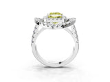 Platinum Double Halo Fancy Yellow Princess Cut Diamond Split Shank Prong Setting Ring_15