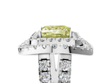 Platinum Double Halo Fancy Yellow Princess Cut Diamond Split Shank Prong Setting Ring_17