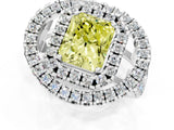 Platinum Double Halo Fancy Yellow Radiant Cut Diamond Split Shank Prong Setting Ring_13