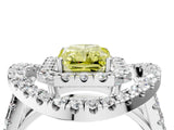 Platinum Double Halo Fancy Yellow Radiant Cut Diamond Split Shank Prong Setting Ring_16