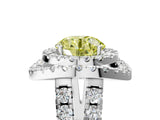 Platinum Double Halo Fancy Yellow Round Cut Diamond Split Shank Prong Setting Ring_17