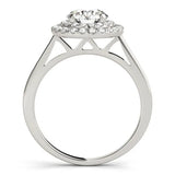 Platinum Double Halo Round Diamond Solitaire with Pavé Band and Four-Prong Setting 2
