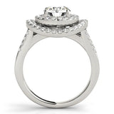 Platinum Double Halo Round Diamond Split Shank Prong Setting Ring 2