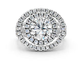 Platinum Double Halo Round Diamond Split Shank Prong Setting Ring_32