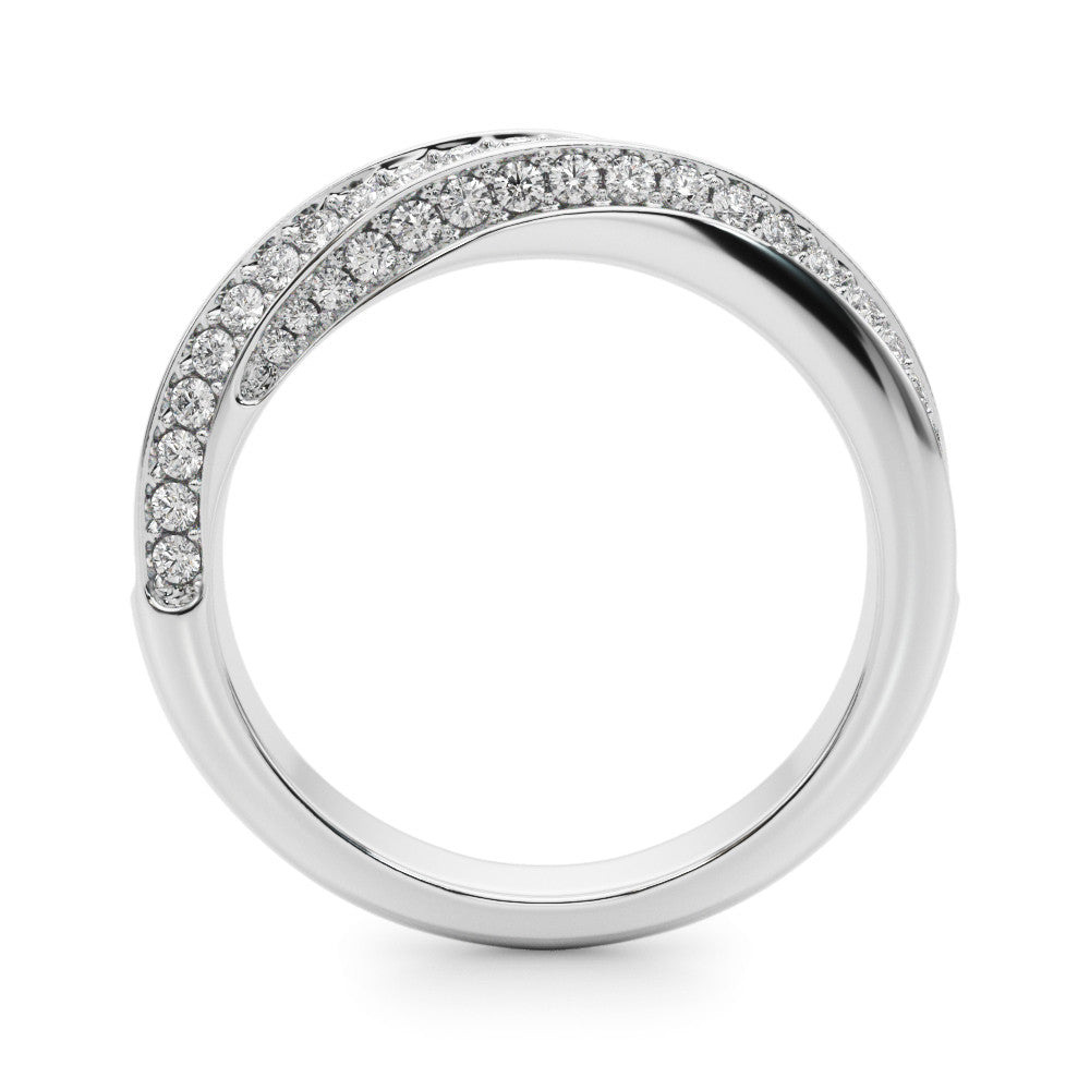Platinum Double Row Pavé Round Diamond Channel Set Band 1