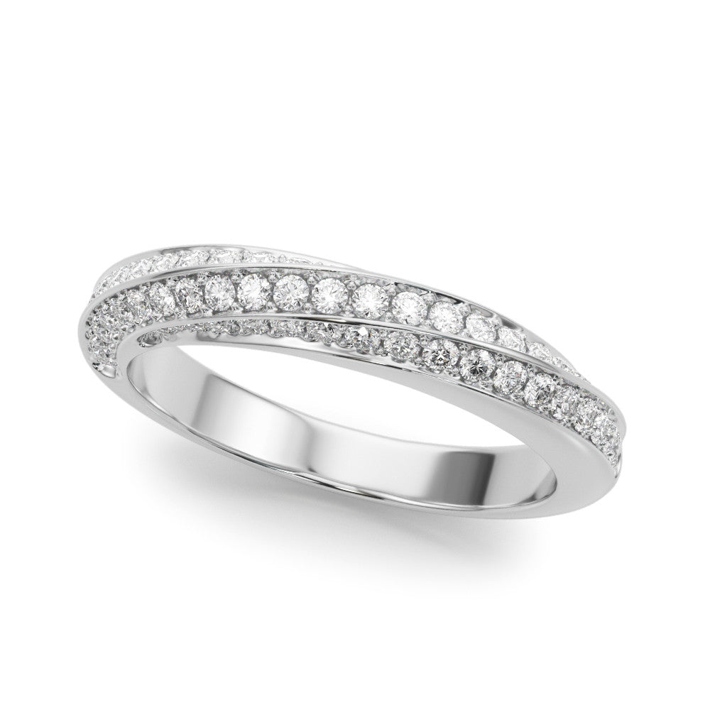 Platinum Double Row Pavé Round Diamond Channel Set Band