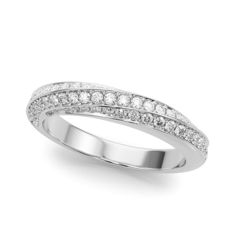 Platinum Double Row Pavé Round Diamond Channel Set Band