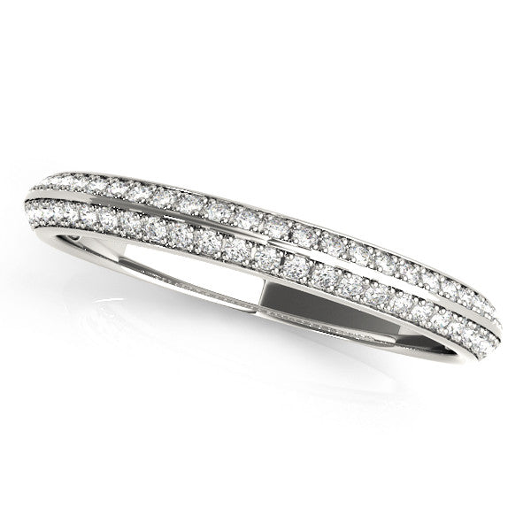 Platinum Double Row Pavé Round Diamond Eternity Band with Channel Setting