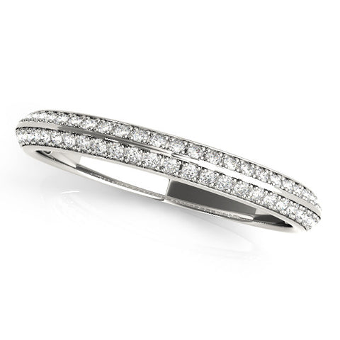 Platinum Double Row Pavé Round Diamond Eternity Band with Channel Setting