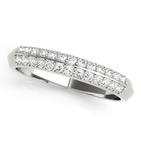 Platinum Double Row Round Diamond Channel Set Eternity Band