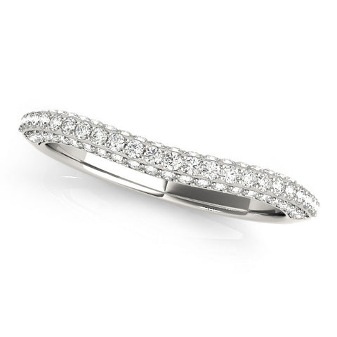 Platinum Double Row Round Diamond Pavé Curved Band