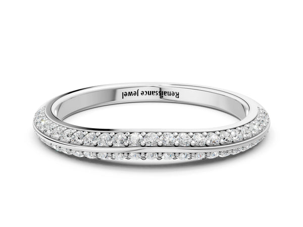 Platinum Double Row Round Diamond Pavé Eternity Band