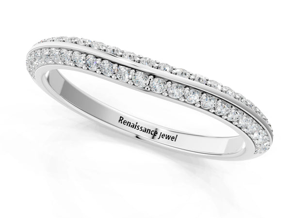 Platinum Double Row Round Diamond Pavé Eternity Band
