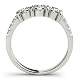 Platinum Emerald Brilliant Trilogy Channel Set Diamond Ring with Bar Prongs 2