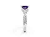 Platinum Emerald Cut Amethyst  Halo Twist Band Solitaire Prong Setting Ring_14