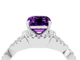 Platinum Emerald Cut Amethyst  Halo Twist Band Solitaire Prong Setting Ring_22