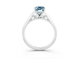 Platinum Emerald Cut Aquamarine Solitaire Engagement Ring with Cathedral Setting and Four-Prong Mount_15