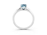 Platinum Emerald Cut Aquamarine Solitaire Engagement Ring with Classic Band and Four-Prong Setting_15