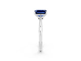 Platinum Emerald Cut Blue Sapphire Solitaire Engagement Ring with Classic Band and Four-Prong Setting_14