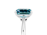 Platinum Emerald Cut Blue Topaz Solitaire Engagement Ring with Classic Band and Four-Prong Setting_17