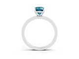 Platinum Emerald Cut Blue Topaz Solitaire Ring with Thin Band and Prong Setting_45