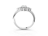 Platinum Emerald Cut Brilliant Diamond with Cluster Setting on a Beaded Band and Four-Prong Setting_10