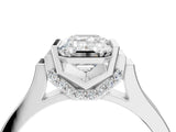 Platinum Emerald Cut Brilliant Solitaire Diamond Ring with Channel Set Band and Bar Prong Setting_28