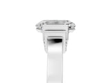 Platinum Emerald Cut Brilliant Solitaire Diamond Ring with Channel Set Band and Bar Prong Setting_29