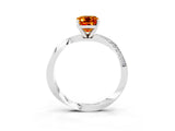Platinum Emerald Cut Citrine Engagement Ring with Side Stone Accents and Four-Prong Setting_27