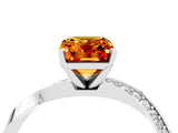 Platinum Emerald Cut Citrine Engagement Ring with Side Stone Accents and Four-Prong Setting_28