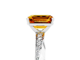 Platinum Emerald Cut Citrine Engagement Ring with Side Stone Accents and Four-Prong Setting_29
