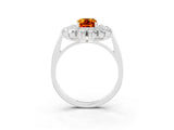Platinum Emerald Cut Citrine Floral Double Halo Engagement Ring with Prong Setting_183