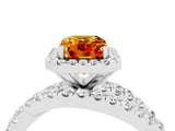Platinum Emerald Cut Citrine Halo Ring with Round Split Shank and Prong Setting_70