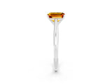 Platinum Emerald Cut Citrine Solitaire Engagement Ring with Cathedral Setting and Four-Prong Mount_14