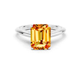 Platinum Emerald Cut Citrine Solitaire Engagement Ring with Cathedral Setting and Four-Prong Mount_24