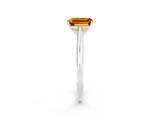 Platinum Emerald Cut Citrine Solitaire Engagement Ring with Cathedral Setting and Four-Prong Mount_26