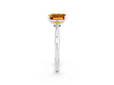 Platinum Emerald Cut Citrine Solitaire Engagement Ring with Classic Band and Four-Prong Setting_14