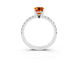Platinum Emerald Cut Citrine Solitaire Pavé Engagement Ring with Round Band and Prong Setting_93