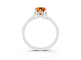 Platinum Emerald Cut Citrine Solitaire Ring with Flower Prong Setting and Classic Band_15