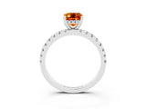 Platinum Emerald Cut Citrine Solitaire Ring with Round  Pavé Band and Four-Prong Setting_39