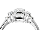 Platinum Emerald Cut Cut Diamond Cluster Ring with Solitaire Band and Four-Prong Setting_11