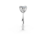 Platinum Emerald Cut Cut Diamond Cluster Ring with Solitaire Band and Four-Prong Setting_9